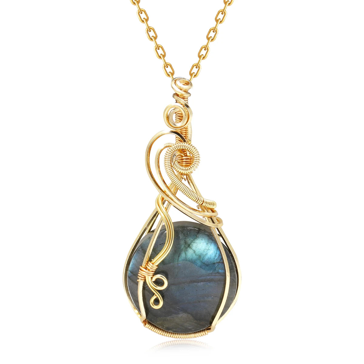 Collier pour femme en labradorite arc-en-ciel.