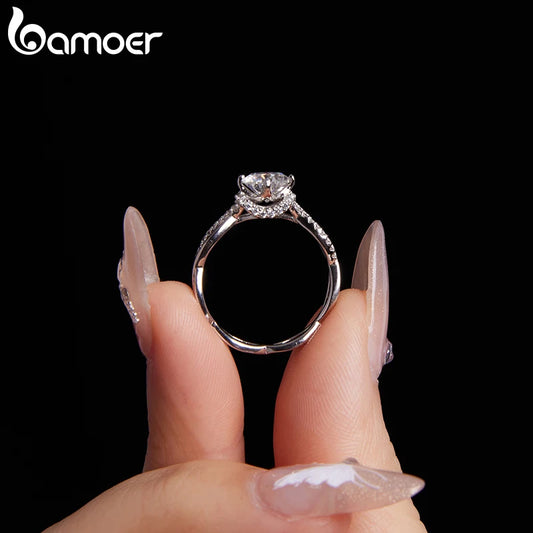 BAMOER bague femme en Moissanite.