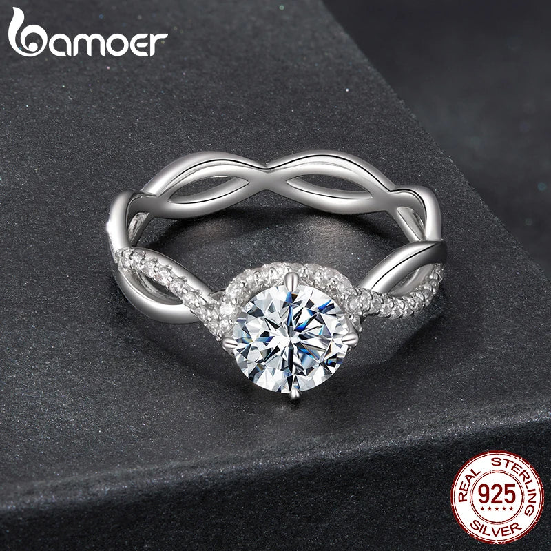 BAMOER bague femme en Moissanite.