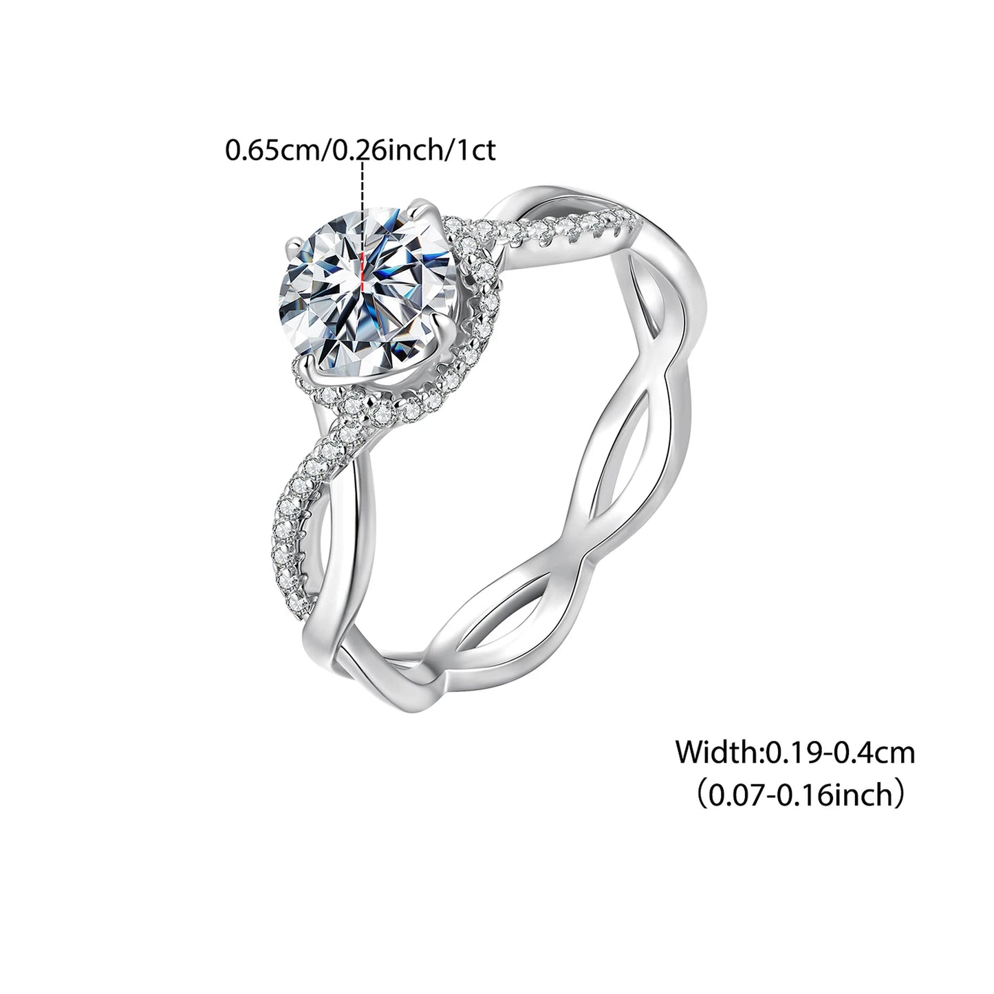 BAMOER bague femme en Moissanite.