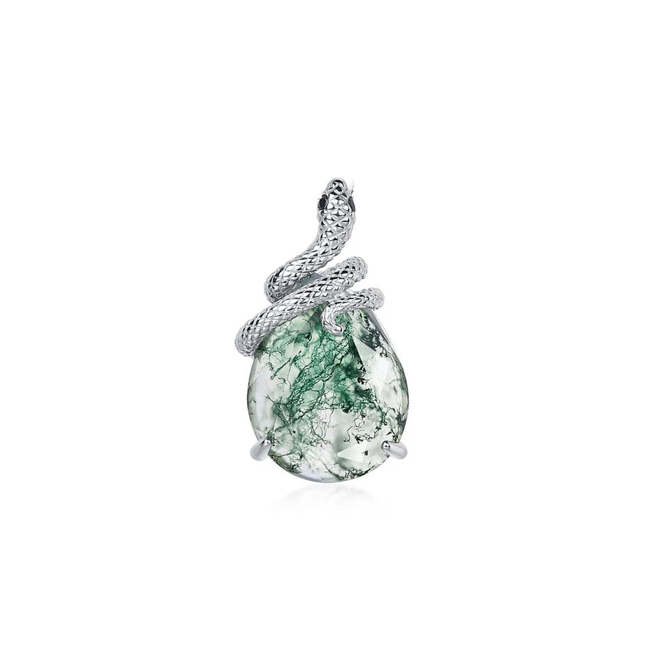 WES 100% 925 Argent, collier pour femme en agate mousse
