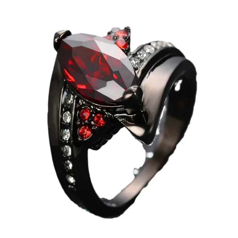 Bague pour couple en couleur rubis.