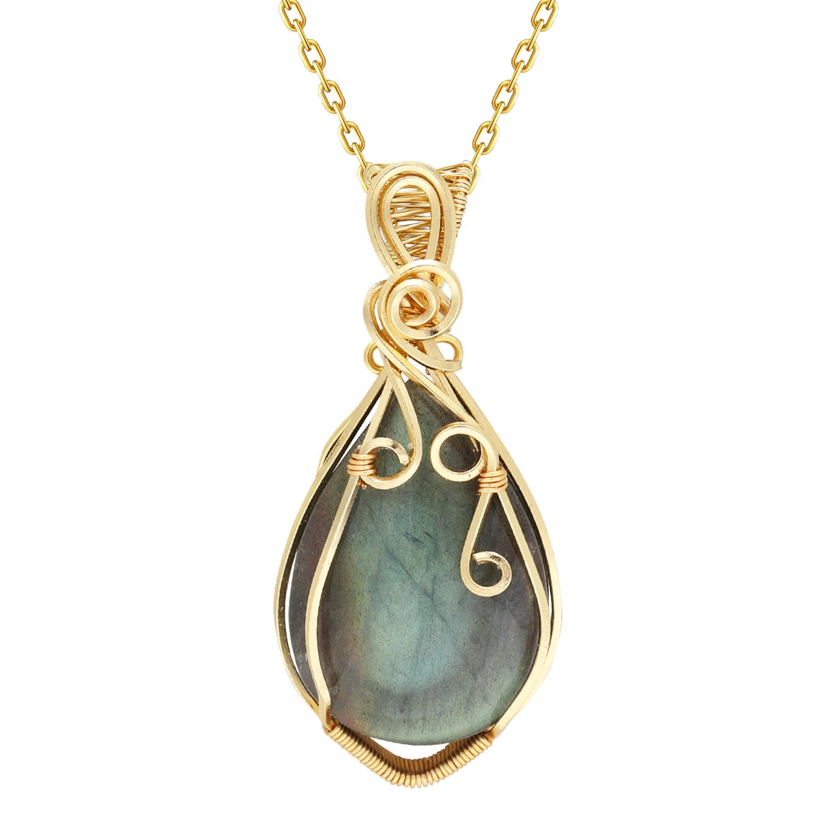Collier pour femme en labradorite arc-en-ciel.