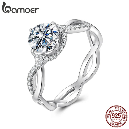 BAMOER bague femme en Moissanite.