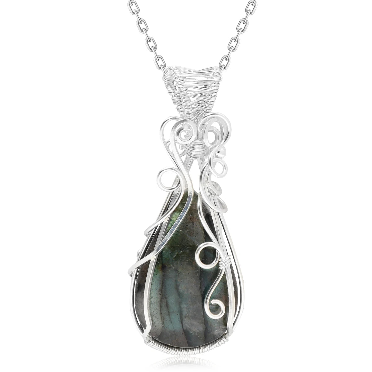 Collier pour femme en labradorite arc-en-ciel.