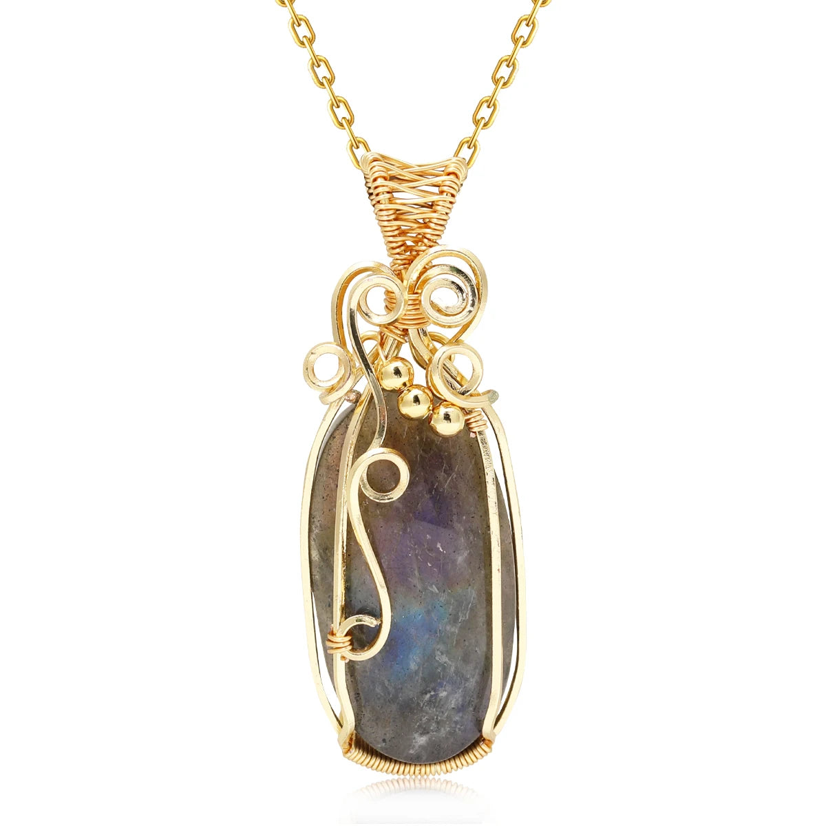 Collier pour femme en labradorite arc-en-ciel.