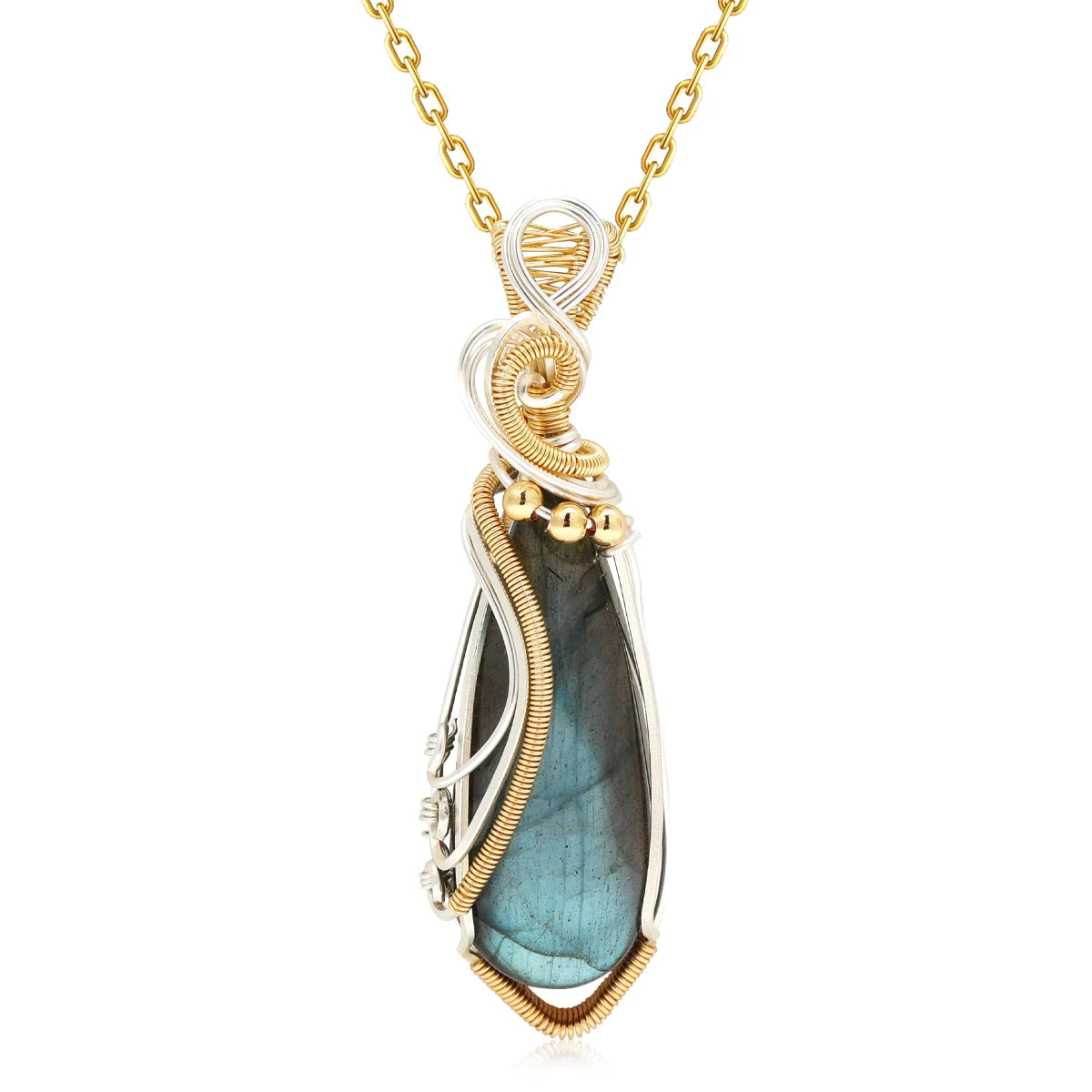 Collier pour femme en labradorite arc-en-ciel.