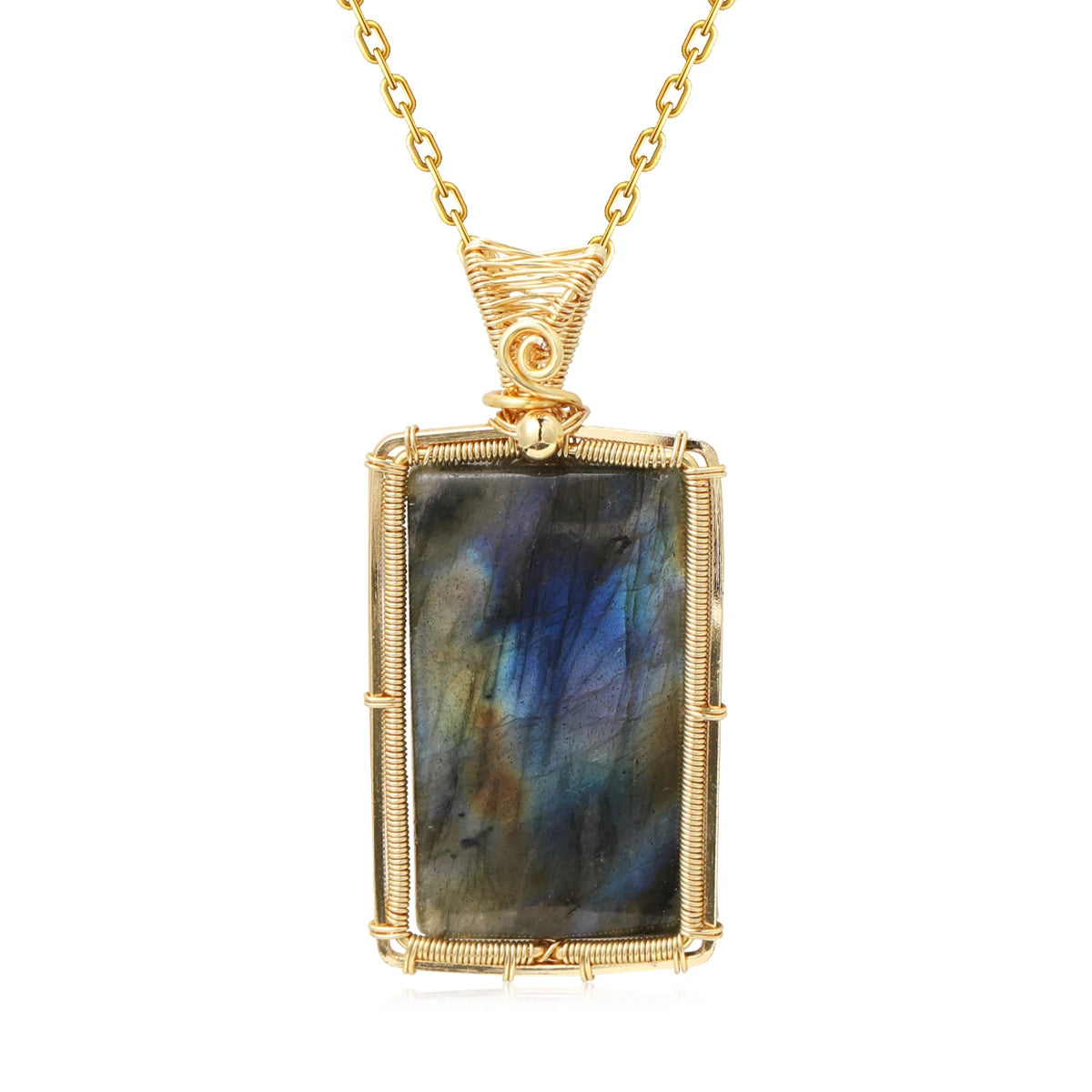 Collier pour femme en labradorite arc-en-ciel.