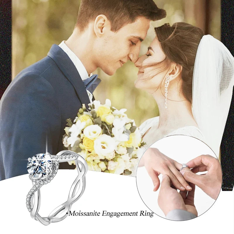 BAMOER bague femme en Moissanite.