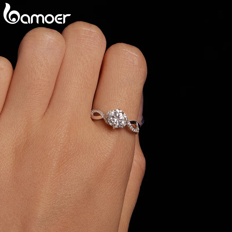 BAMOER bague femme en Moissanite.