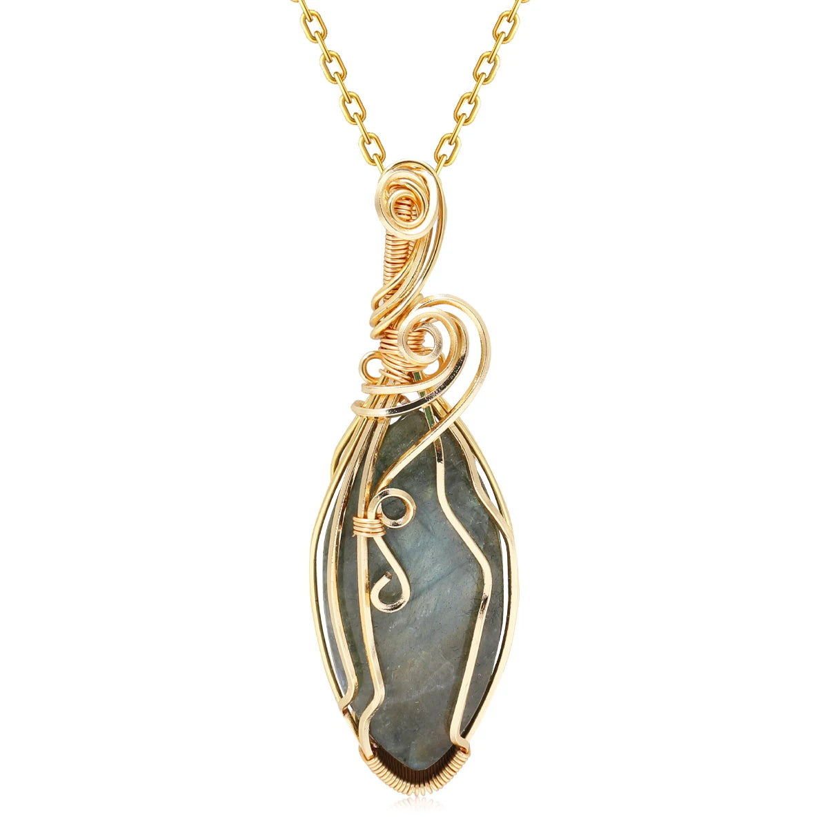 Collier pour femme en labradorite arc-en-ciel.
