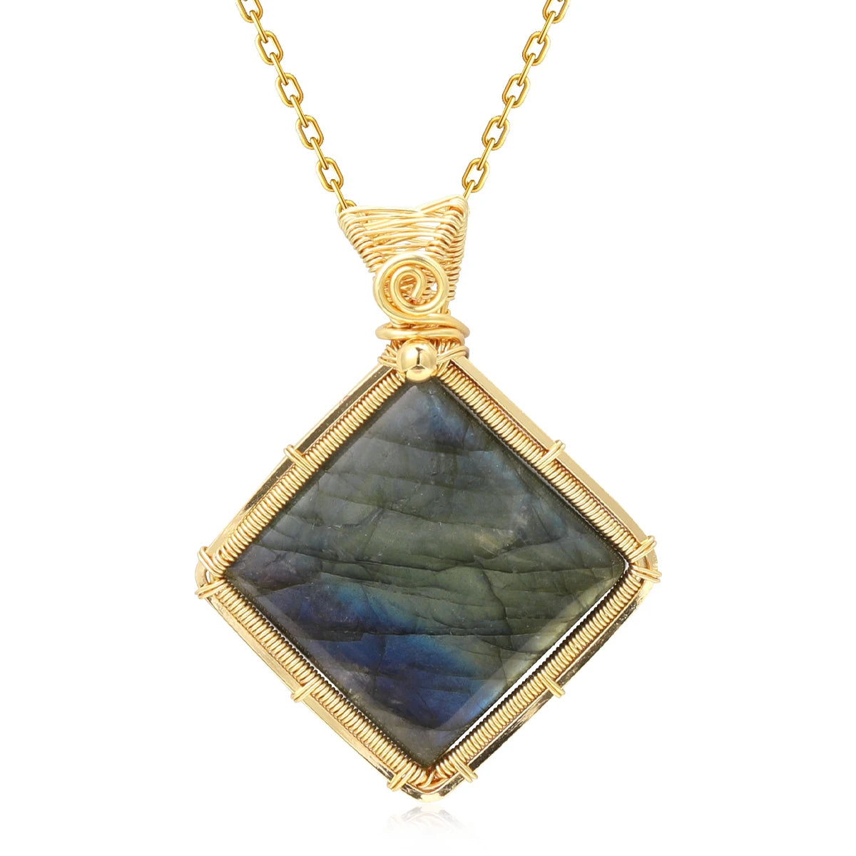 Collier pour femme en labradorite arc-en-ciel.